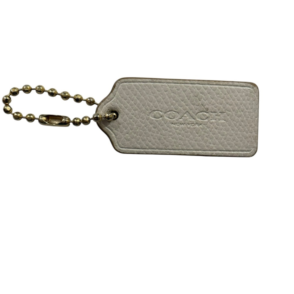 Coach White Leather Replacement Purse Tag Handbag Hang Tag Purse Charm